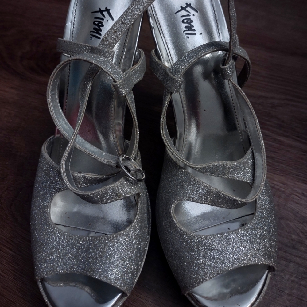 Silver strapped heels